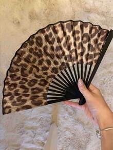3/1pc Vintage Black Lace Leopard Print Glitter Folding Fan, Handheld Fan For Women, Gothic Y2K Style, Suitable For Halloween, Christmas, Music Festival, Party, Dancing, Photography Props, Accessories For Hanfu, Costume - Multicolor - View 7