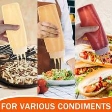2pcs Multi-Purpose Kitchen Squeeze Bottles With 3-Hole Graduated Design - PE Material, Ideal For Sauces, Condiments & Baking - Includes White, Red And Amber Nozzles, Condiment Dispenser | Modern Kitchenware | Translucent Material, - White - View 4