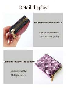Shiny Rhinestone Accordion Card Holder, Zipper Credit Card Wallet, Fashionable High-End Wallet, Multi-Slot Card Storage Bag, Women's Shiny Card Sleeve, Can Store Bank Cards And ID Cards, Essential For Back To School And Travel, Unique Teacher's Day Gift, Birthday Gift, Holiday Gift, Party Gift, Vacation Gift, Wedding Gift, Back To School Gift - Multicolor - View 10