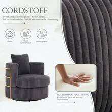 Home Theater Seating - Gray + Corduroy - View 5
