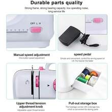 1台 USB 桌面縫製機，家用電動縫製機附多種配件，適合初學者的便攜式縫製機，內建 12 種針法。此機器為雙線、雙速多功能踏板縫製機，適用於日常居家縫製，是 DIY 手作愛好者、女孩和成人的完美禮物，適合薄布料的自動縫製機 - 彩色 - 查看 8