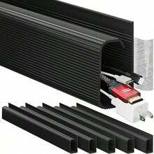 Desktop Cable Management Kit, Desktop Cable Management Line Hider, Cable Hiding Line Manager, Cable Organizer, Cable Raceway Self-Adhesive 96 Inch J-Channel 6X16 - Black Cable Bundle Storage Slot, Gaming Desk Organizer, Cable Hub, Cable Management Box, Hidden Cable - View 8