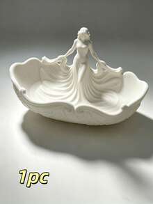 1pc Luxury Semi-Transparent White Portrait Jewelry Dish, Bedroom Vanity Decorative Ornament, Jewelry Tray, Desktop Small Item Storage Tray - Multicolor - View 9