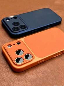 新款奢華升級橘色復古手機殼，適用於 iPhone 17 系列，兼容 17Air 16 15 14 13 Pro Max 17Pro 17Promax，大鏡頭窗防震軟邊硬殼 - 藍色 - 查看 2