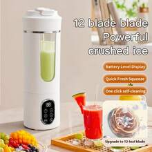 USB Rechargeable Portable Blender and Handheld Juicer - Easy to Clean, Perfect for Smoothies, Milkshakes, and Fresh Fruit Drinks - 10.14oz to 16.91oz Capacity with Digital Display - Ideal for Home, Office, Travel, and On-the-Go Mini Smoothie Maker - Grün - Übersicht 6