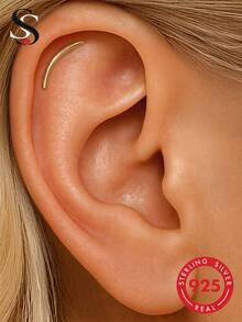 1pc 16G Mini Push-Pin Style Lip Stud, Flat Double Gem Earrings, Cartilage Earrings, Helix Earrings, Nose Stud - Gold - View 2