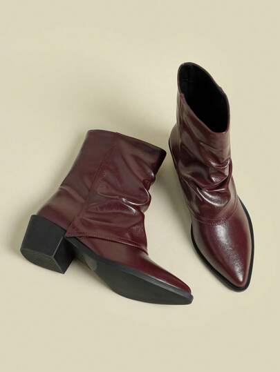 Women's Fashion Pointed Toe Mid-Heel Ankle Boots 2026 New Winter Spring Autumn Single Lining Thin Sole Chunky Heel Comfortable Non-Tiring Cloud Wrinkle Stacked Boots Hot Girl Gentle Lady Girl Style Commute Date Travel Chelsea Boots Ankle Boots Vintage British Style Boots Versatile Leg-Lengthening Mid-Calf Tube Boots Vintage Maillard Leather Elastic Short Boots All Season Solid Color Tube Pants Boots Slip-On Casual Western Cowboy Ankle Boots Small Size 32 33 Small Size 34 Large Size Women's Shoes 41-43