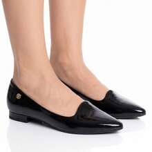 Women's Vizzano Flat Shoe With Low Block Heel, Pointed Toe, Comfortable And Original - 黑色清漆 - 查看 3