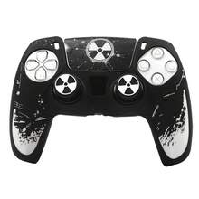 Black Red Radioactive Warning Sign Splatter Controller Skin Cover For Playstation 5 Controller, Anti-Slip Ergonomic Soft Rubber Protective Shell, RALAN 1 Controller Protector Case+2 Customised Thumb Grips Caps +Customised Stickers - View 14