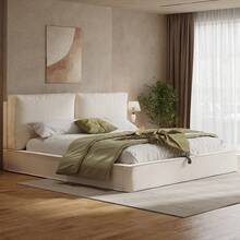 Bed Frame Beige 231 X 196 X 105 Cm - 米色 - 查看 3