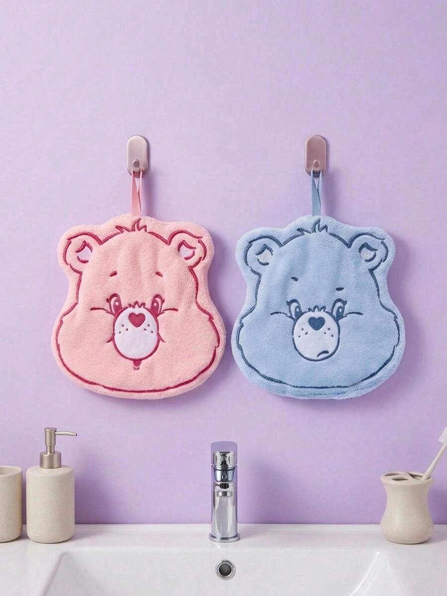 Care Bears 1件卡通熊絨毛掛巾，柔軟吸水手巾，彩虹與雲朵設計，適合浴室與廚房使用，亦可作為可愛的個性化喬遷、週年或生日禮物 - 彩色 - 查看 1