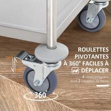 Carrito de cocina con ruedas, 2 estantes, 80 cm de largo x 45 cm de ancho x 82 cm de alto, acero inoxidable cromado. - Multicolor - Ver 7