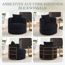 360° Sillón giratorio de ocio de pana, juego de 2, con reposabrazos acolchados con espuma de alta densidad, espacio de almacenamiento debajo del asiento; adecuado para dormitorio y sala de estar (pana gris) - Negro + Pana + 1 Asiento - Ver 11