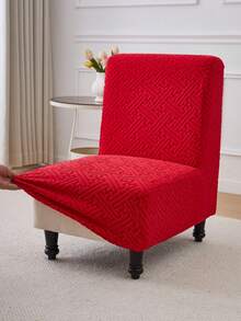 1 pièce Housse de fauteuil décorative sans accoudoirs en polaire élastique spandex amovible jacquard, housse de canapé avec accoudoirs, protecteur de chaise lavable en tissu jacquard épais, convient pour la décoration de restaurant, mariage, célébration, banquet et fête - Rouge foncé - Voir 4