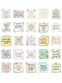 50pcs Aesthetic Inspirational Sticky Notes, Positive Energy Self-Love Quotes Decorative Stickers, Waterproof Stickers, Suitable For Scrapbooking, Phone Cases, Notebooks, Back To School DIY Accessories - A - View 6