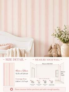 SUPSTICKER 1pc Sage Green Striped Self-Adhesive Wallpaper, Waterproof Removable PVC Decorative Sticker, Suitable For Nursery Bedroom Living Room, 3 Sizes - Multicolor - View 19