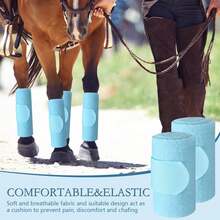Universal Size UV-Protection Horse Leg Wraps, Mosquito-Proof Horse Leggings, Lightweight Fine Mesh Horse Boots, Greatly Reduce Trampling, Breathable Horse Boot Leg Covers (4-Piece Set) - Sky Blue 4-piece Set - View 6