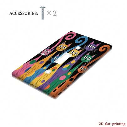 1pc -Themed Decorative Light Switch Plate Cover - Cute Kitten Face & Paw Print Outlet Cover, Easy-Clean Plastic Wall Plate Home,, Office (No /, Fits Single/Double Rocker Switches), 2D Flat