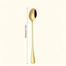 6 Gold Stainless Steel Long Handled Iced Tea Spoons, Dessert Spoons, Coffee Spoons, Cocktail Mixing Spoons, Machine Washable, Suitable For Kitchens, Bars, Restaurants - View 3