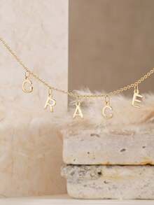 1PC Personalized Letter Pendant Necklace, Stainless Steel Jewelry, Personalized Name Necklace, Multiple Initial Name Necklace, Mom Initial Pendant, Personalized Birthday Gift, Customized Name Necklace, Women's Jewelry, Women's Necklace, Birthday Gift, Anniversary Gift, Gift For Her, Back To School, Christmas, Halloween Gift - Multicolor - View 3