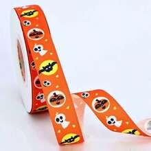 1 pieza Cinta con patrón de calabaza y murciélago de Halloween, cinta para envolver regalos, cinta decorativa de Halloween, tamaño 2.5cm*10, cinta acanalada para pastel de cumpleaños festivo, adecuada para envolver regalos, decoración de fiesta de Halloween y manualidades DIY - Multicolor - Ver 11