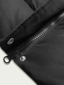 Women's Long Down Vest, Insulated Vest With Hood, Fitted, Knee-Length - Black - View 5