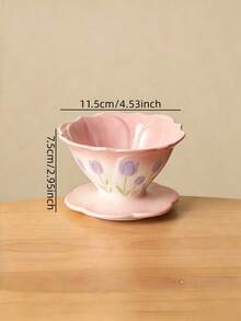1pc Tulip Gradient Pink Pour Over Coffee Pot Coffee Filter Dripper Cold Brew Cup American Glass Sharing Pot Set Reusable Coffee Filter - Multicolor - View 7