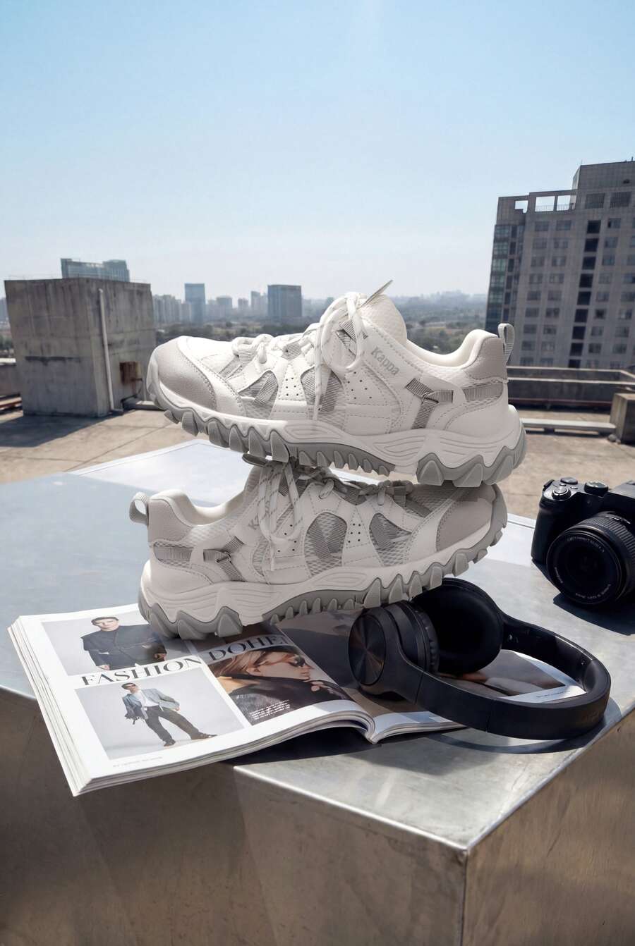 Kappa Minimalist Thin Sole Couple Retro Training Shoes Breathable Mesh Fabric Retro Casual Jogging Shoes - Classic White - View 1