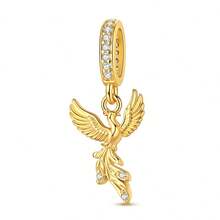 1 Peça Pingente de Pulseira Banhado a Ouro 18K com Fênix Brilhante, Urso, Tartaruga, Flor e Coração para Fabricação de Joias DIY, Escolha Ideal para Presente de Joias para Mulheres - Dourado - Visão 17