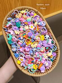 50pcs Random Style Colorful Daily Decorative Hair Ties - Multicolor - View 4