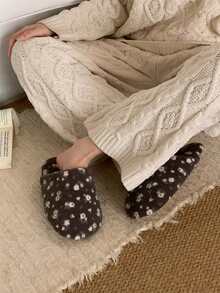 XIXITIAO Vintage Floral Soft Sole Silent Slippers, Lightweight Indoor House Slippers - Grey - View 12
