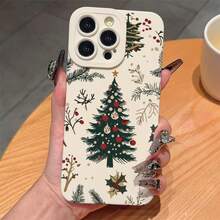 Christmas Tree Pattern Phone Case, Anti-Drop Cellphone Protective Case, Total Protective Shockproof Mobile Phone Cover For IPhone 11 12 13 14 15 16 Pro Max - 白色 - 查看 1