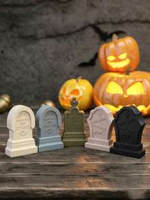 7 Peças Moldes de Silicone de Lápide de Halloween, Moldes de Lápide com Design Vintage de Cruz e Caveira, Adequado para Velas de Aromaterapia DIY, Gesso, Resina Epóxi, Decoração de Mesa, Materiais de Artesanato Feitos à Mão, Decoração de Feriados e Presentes, Moldes de Silicone, Moldes de Vela, Molde de Silicone - Vários estilos - Visão 7