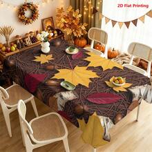 1/2pcs Autumn Tablecloth, Autumn Maple Leaf, Pine Needle, Acorn, Birch Bark Pattern Polyester Tablecloth, Suitable For Dining Room, Dining Table, Coffee Table, Kitchen, Picnic, Camping, Country Farmhouse Decor, Tabletop Protection And Autumn Holiday Decoration - Multicolor - View 4