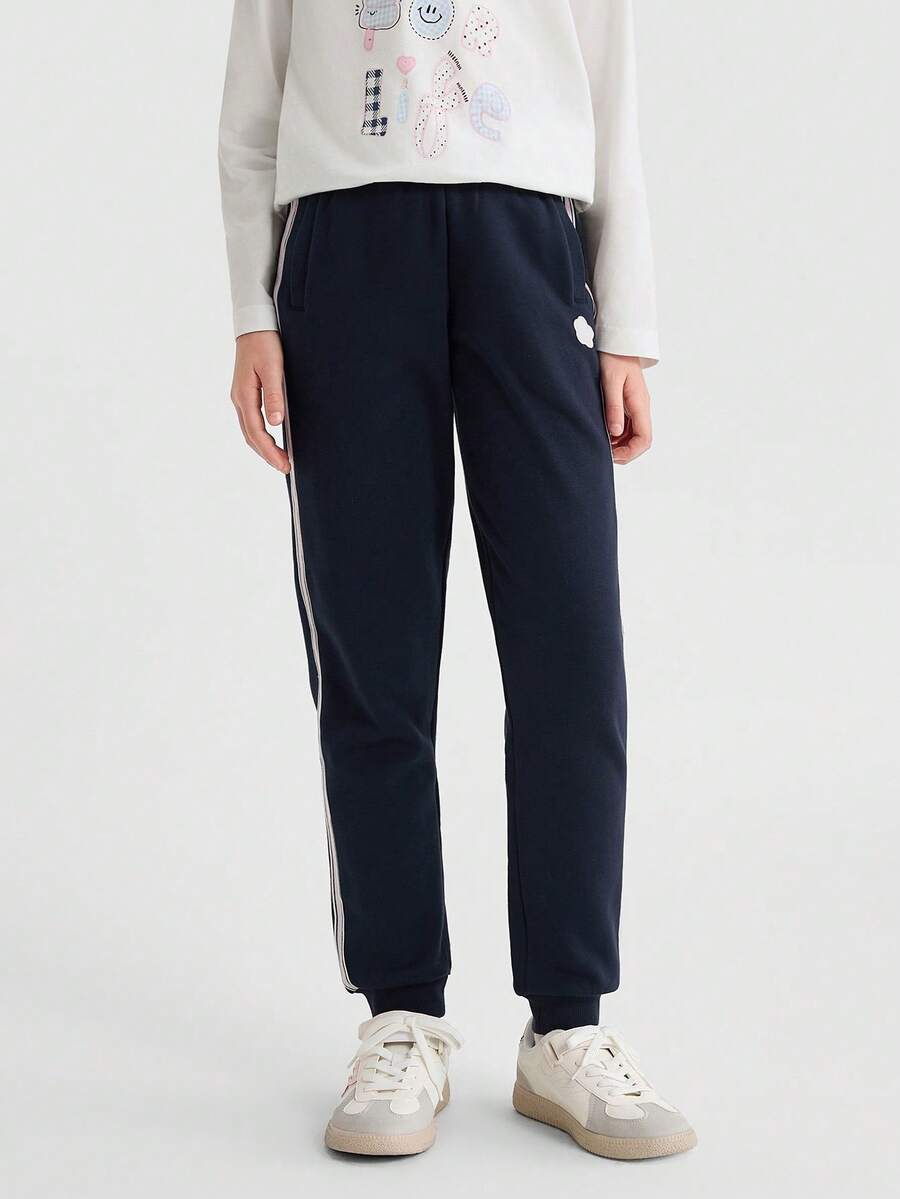 Balabala BalaOne 女孩抓絨內裡運動長褲 秋冬保暖運動服 - 深藍 - 查看 1