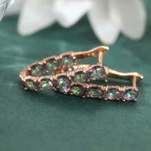 Vintage Exquisite Colorful Cubic Zirconia Earrings, Perfect Jewelry Accessory For Women's Daily Wear And Dating - Rose Gold - View 2