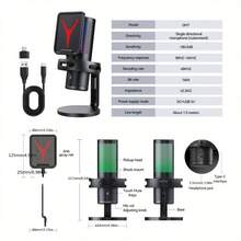 Micrófono USB Profesional, Micrófono de Condensador Cardioide con Reducción de Ruido y Control de Volumen, Plug and Play, Adecuado para Juegos, Transmisión en Vivo, Podcasting, Vlog, Grabación de Estudio, Compatible con PC, Portátil, Android y Smartphones iOS - Ver 2