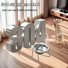 Cat Elevated Bowl 304 Stainless Steel 15° Tilted Design Neck Protection Healthy Feeding Bowl Anti-Shatter And Anti-Fall Pet Bowl - 500ml - View 5