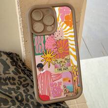 1件 極簡時尚向日葵貓咪卡通圖案 TPU 防指紋手機殼，適用於 iPhone 16 Pro Max/16/16 Pro/16 Plus/11/15/15 Pro/15 Pro Max/12/13/14 Pro Max/XS/XR/11 Pro/11 Pro Max/12 Pro/12 Pro Max/13 Pro/13 Pro Max/7 Plus/14 Pro/14 Pro Max/14 Plus/7 Plus/8 Plus/8/SE2/12 Mini/13 Mini，硬殼防黃變 - 彩色 - 查看 3