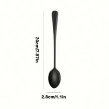 Stainless Steel Black Long Handled Coffee Spoon Set, 7.87 Inch Long Handled Iced Tea Spoon, Beverage Mixing Spoon, Ice Cream Spoon, Suitable For Households, Restaurants, Coffee Shops, Etc., Essential Tableware For Holidays, Dishwasher Washable - Black - View 7