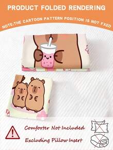 2/3pcs Capybara Pattern Bedding Set, Single/Double/Queen/King Size Duvet Cover With Pillowcases, All Season, Suitable For Children, Teenagers, Boys And Girls Bedroom (Filling Not Included), 100% Polyester - Multicolor - View 6