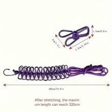 Portable Indoor/Outdoor Clothesline With Clips, Windproof And Anti-Slip, Nylon Perforated Rope, Suitable For Travel, Camping, Rental, Dorm, Hotel, Includes Storage Bag Set - Multicolor - View 4