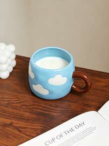 1pc 210ml Striped Ceramic Mug, Hand-Painted Polka Dot Coffee Cup; Elegant And Fashionable; Suitable For Home Decor And Tableware; Suitable For Serving Cold Drinks At Parties; Suitable As A Drinking Cup For Living Room Or Bedroom; Exquisite Gift - Multicolor - View 4