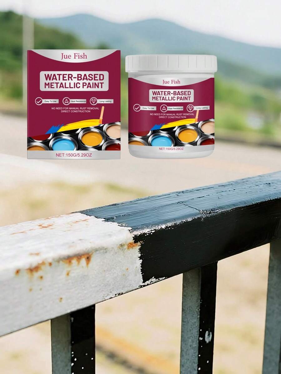 Black Water-Based Metallic Paint Anti-Corrosion Coating For Automotive And Iron Art, Universal Self-Mixing Brush Set Rust-Proof Paint, Wait For Paint To Dry, Then Sand Smooth. Can Also Improve Traditional Rust Removal And Polishing Processes.