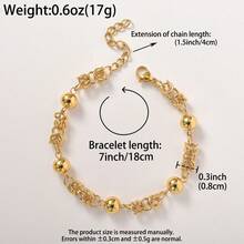 Elegant Charm 18K Gold Plated Stainless Steel Vine Design Beaded Bracelet, Suitable For Women's Daily Wear And Party, Gift - Gold - View 6