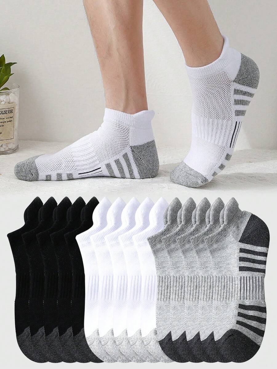 1/5 Pairs Unisex Low-Cut Sports Running Socks, Breathable Cushioning Heel Protection Socks, Suitable For Men And Women - Multicolor - View 1