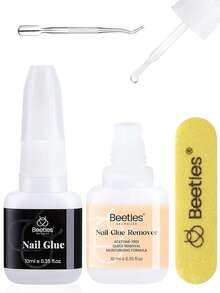Beetles 2pcs/Set 10ml Gel Polish & Nail Polish Remover Set, Suitable For Press-On Nails, False Nails And Acrylic Nails, With Cuticle Pusher - Remover - View 8
