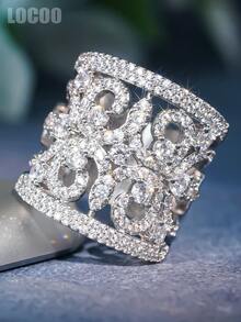 1pc Fashion Cubic Zirconia Ring Women Wedding Engagement Party Jewelry Valentine's Day Gift - 1# - View 13