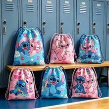 Disney Stitch Drawstring Backpack, Cute Cartoon Cinch Bag, Lightweight Portable Sports Storage Bag, Suitable For Boys, Girls, Travel, Party Gifts - B - View 2