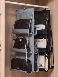 1/2pcs 6/8 Slot Multi-Layer Handbag Organizer With 8 Pockets - Foldable Oxford Cloth Hanging Storage Rack, Space-Saving Closet Organizer For Handbags, Wallets And Accessories, Durable Black And Gray Design, Perfect For Christmas, Halloween, Thanksgiving, Wallet Storage Organizer, Accessory Rack, Elegant Appearance, Sturdy Structure, Back To School - Multicolor - View 8
